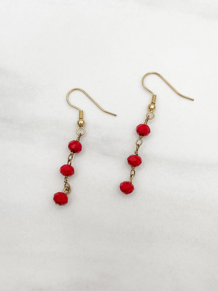 3 Stone Drop Earring