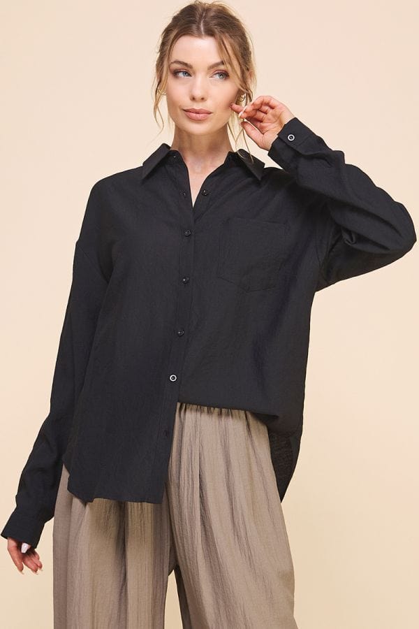 Allie Rose Textured Button Front Shirt