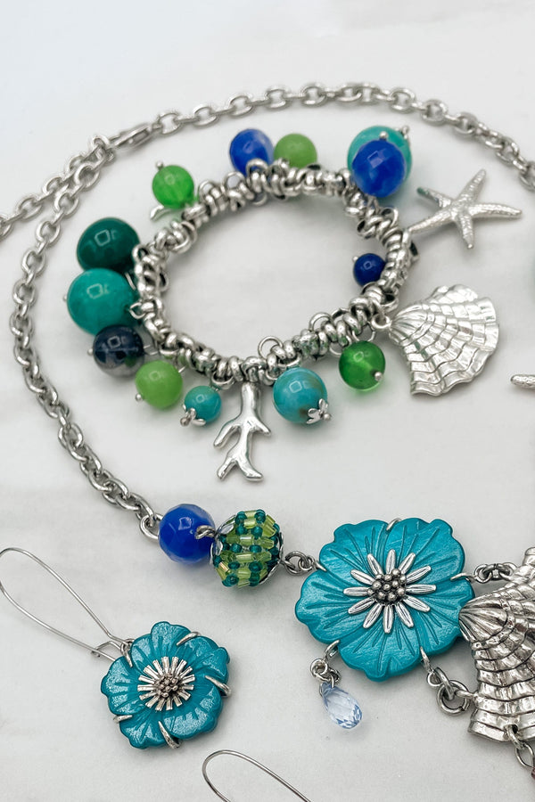 Aquatic Treasures Beaded Chunky Charm Bracelet