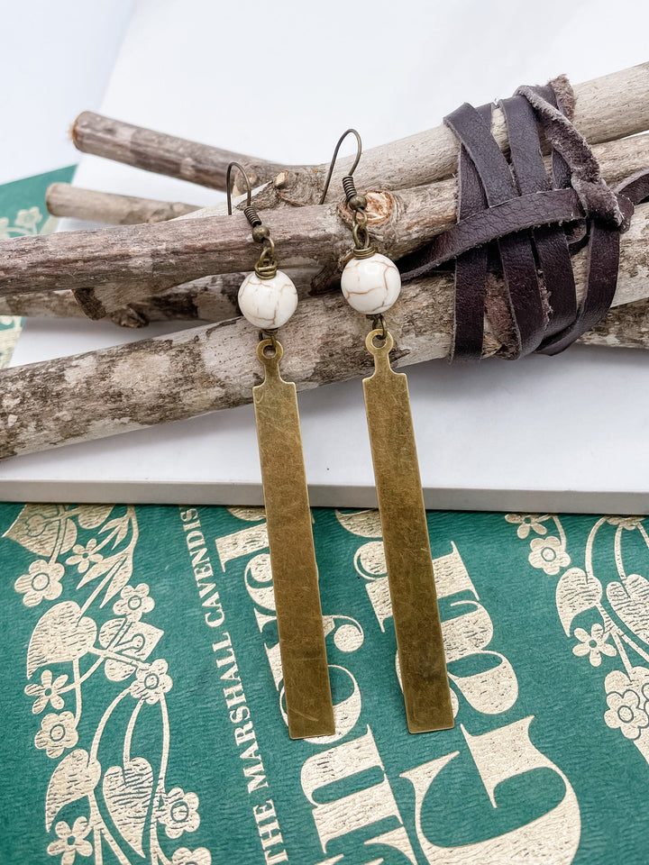 Bead with Bar Boho Dangle Earrings