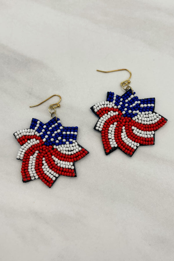 Beaded America Star Burst Earring