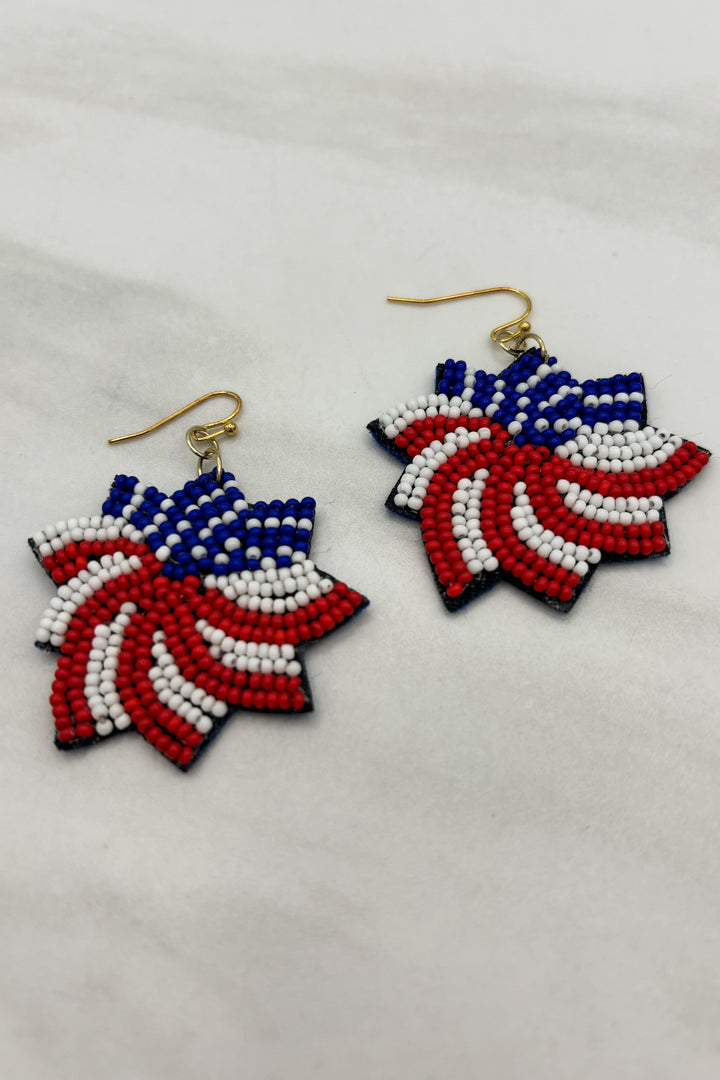 Beaded America Star Burst Earring