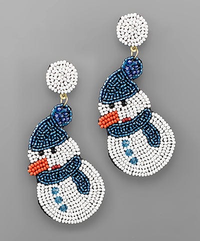 Beaded Felt Back Snowman Earrings