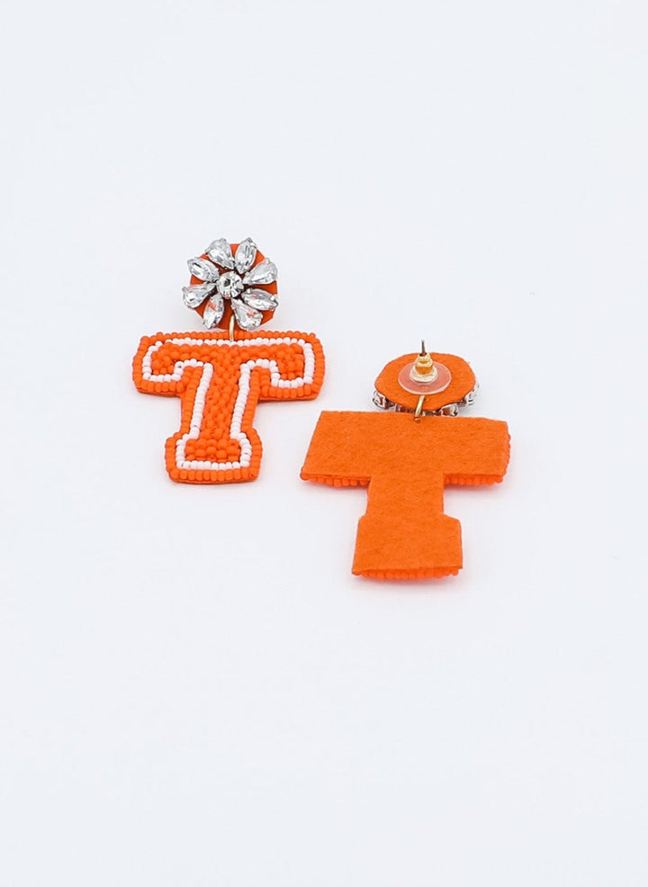 Beaded "T" Earrings