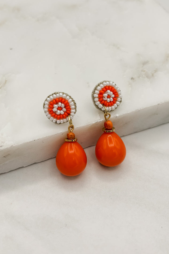 Beaded Target and Teardrop Game Day Earrings