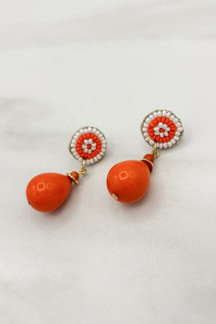 Beaded Target and Teardrop Game Day Earrings