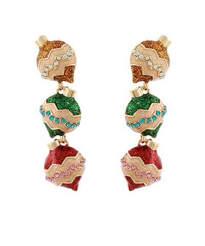 Bedazzled Multicolor Enamel Ornament Drop Earrings