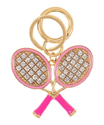 Bedazzled Tennis Racket Duo Keychain