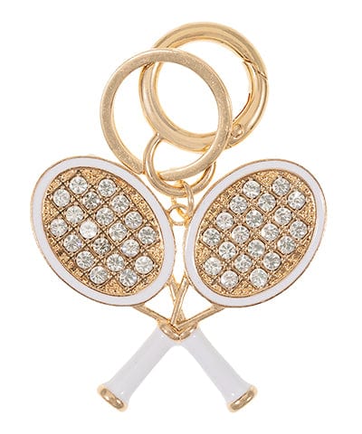 Bedazzled Tennis Racket Duo Keychain