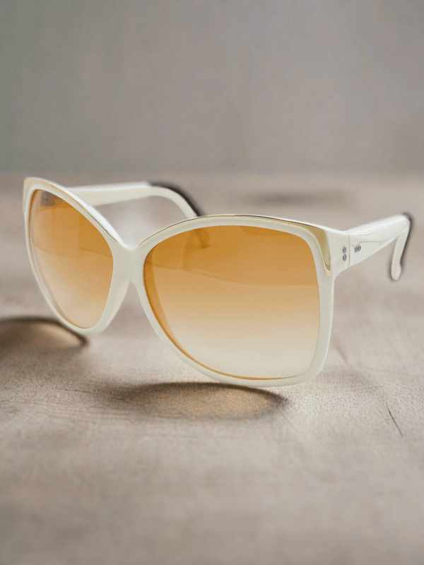 Bold Boxy Vintage Sunglasses with Gold Trim on Front