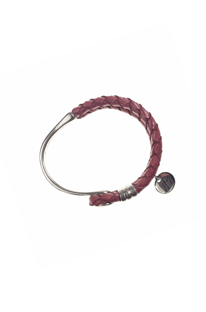 Braided Leather and Silver Bracelet