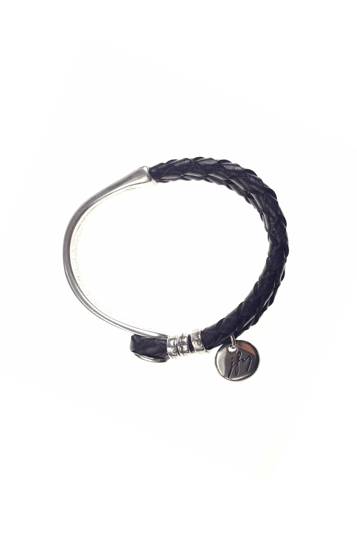 Braided Leather and Silver Bracelet