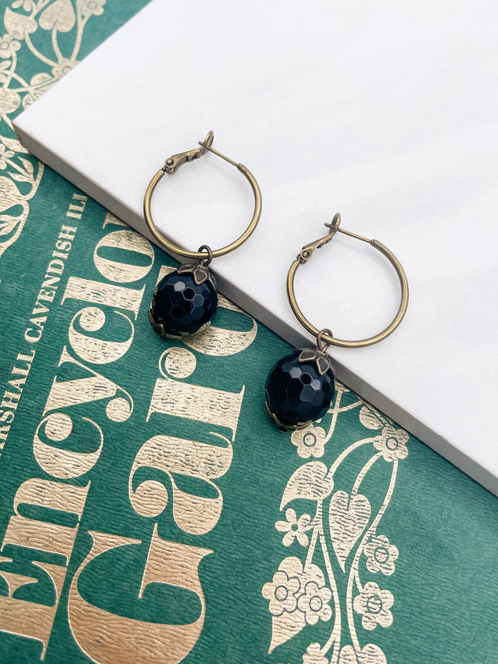 Bronze Hoop with Genuine Stone Earrings