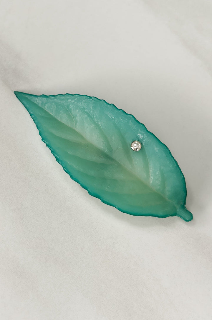 Buch and Deichmann Vintage Leaf with Crystal Brooch Pin