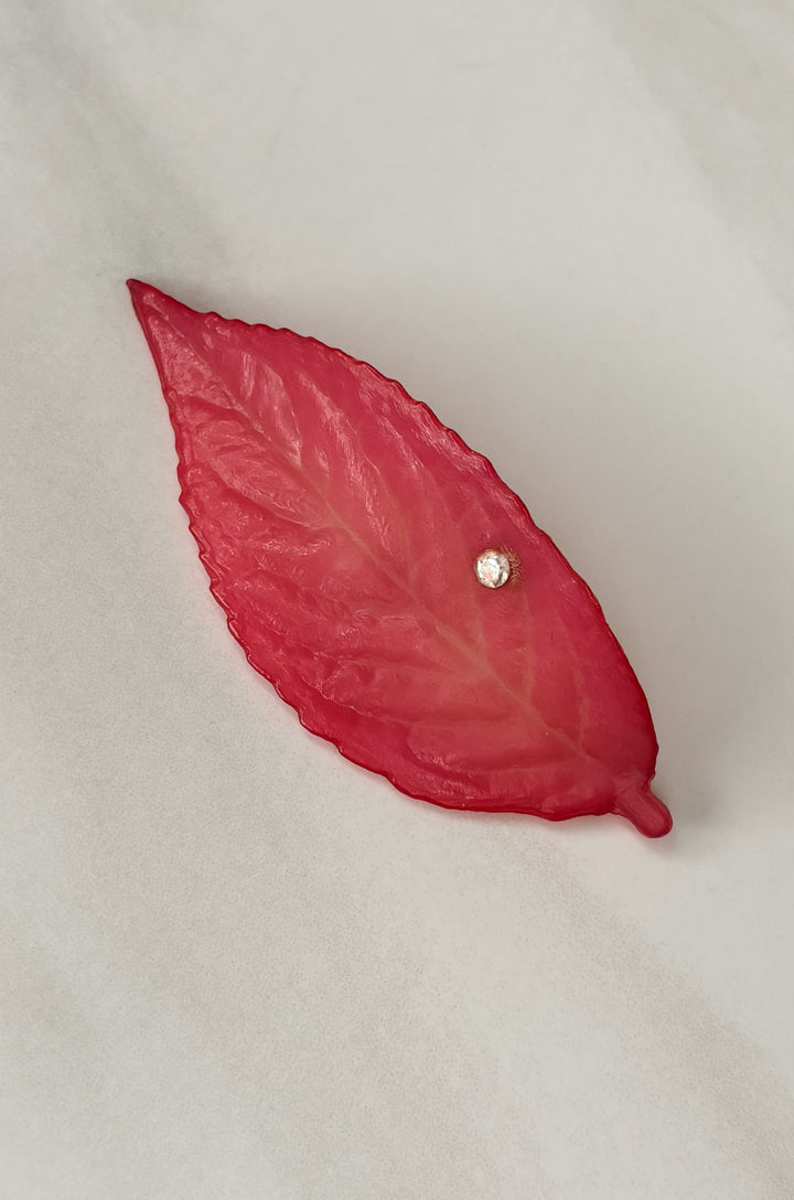 Buch and Deichmann Vintage Leaf with Crystal Brooch Pin