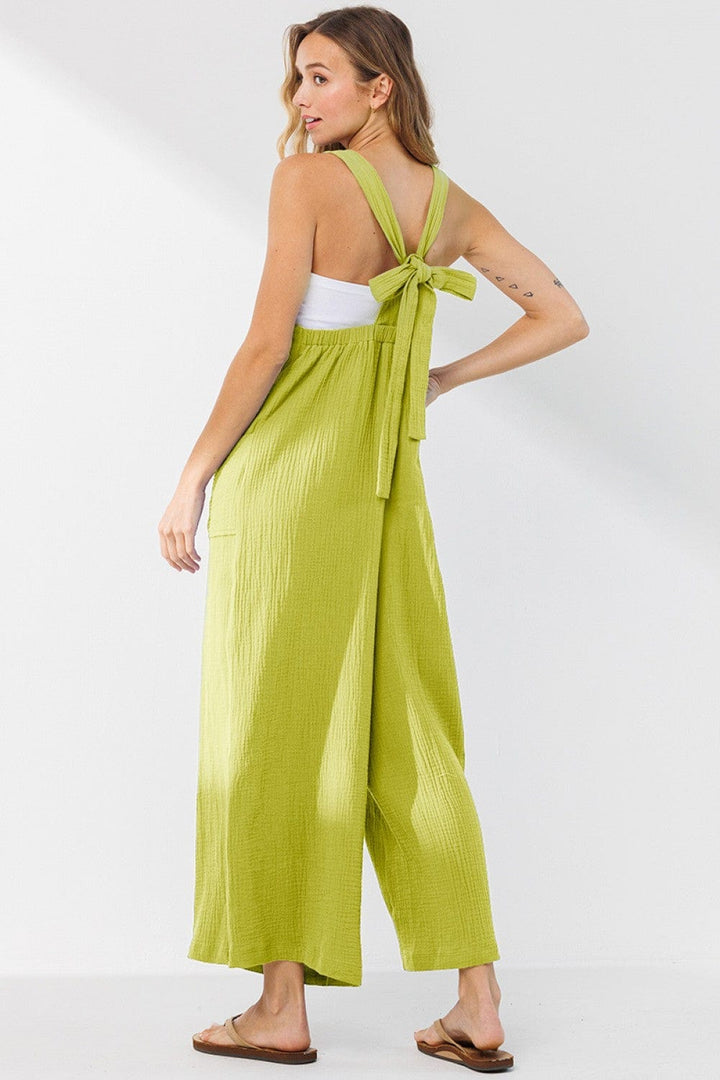 Ces Femme Cotton Gauze Solid Wide Leg Jumpsuit