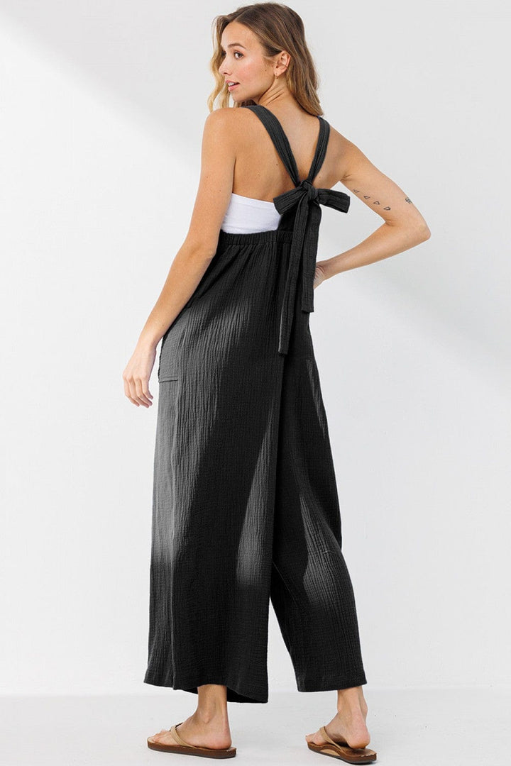 Ces Femme Cotton Gauze Solid Wide Leg Jumpsuit