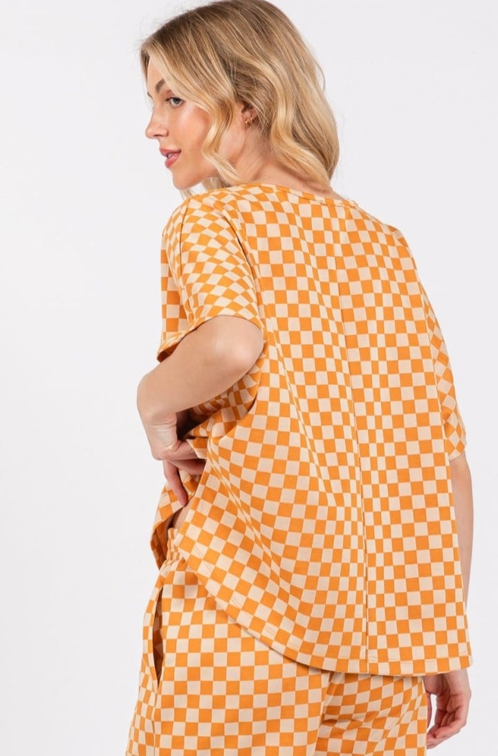 Ces Femme Game Day Checker Pattern V-neck Top