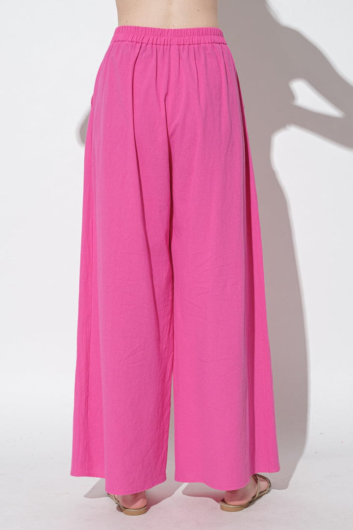 Ces Femme Linen Pin Tuck Wide Leg Pants