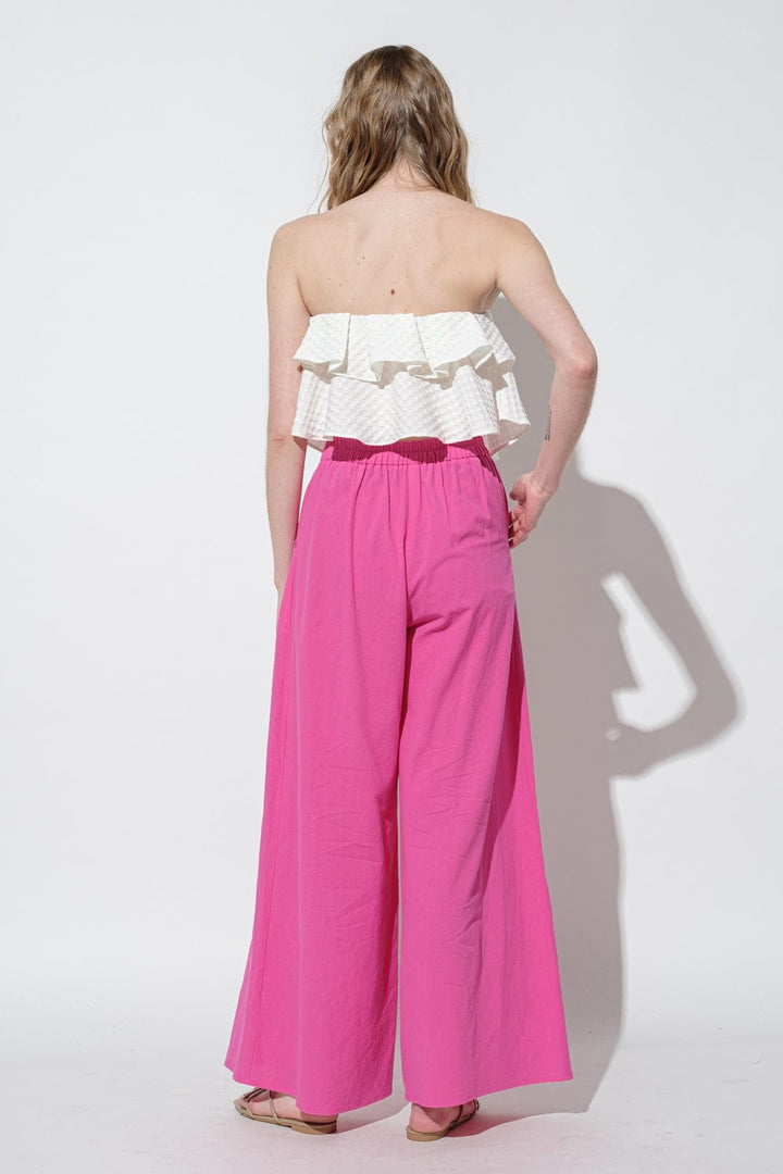 Ces Femme Linen Pin Tuck Wide Leg Pants