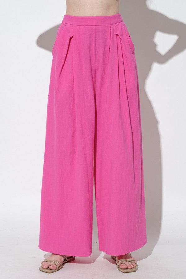 Ces Femme Linen Pin Tuck Wide Leg Pants