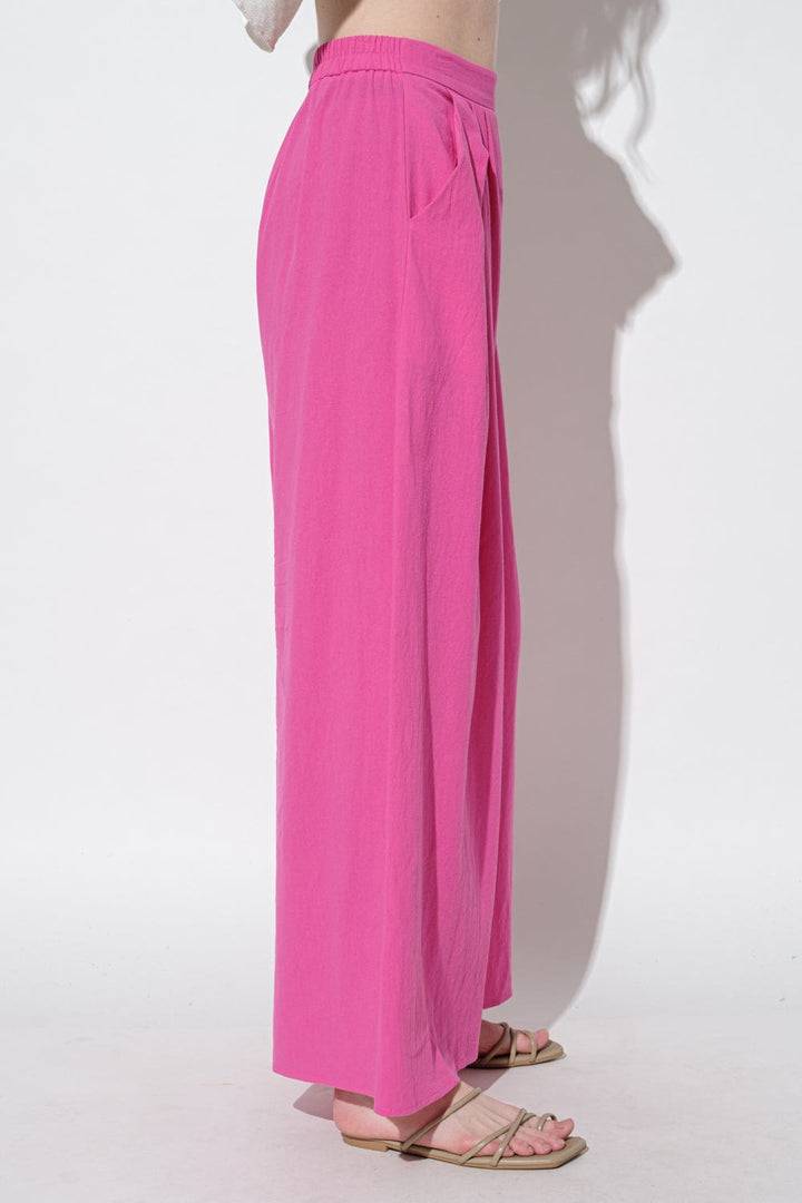 Ces Femme Linen Pin Tuck Wide Leg Pants