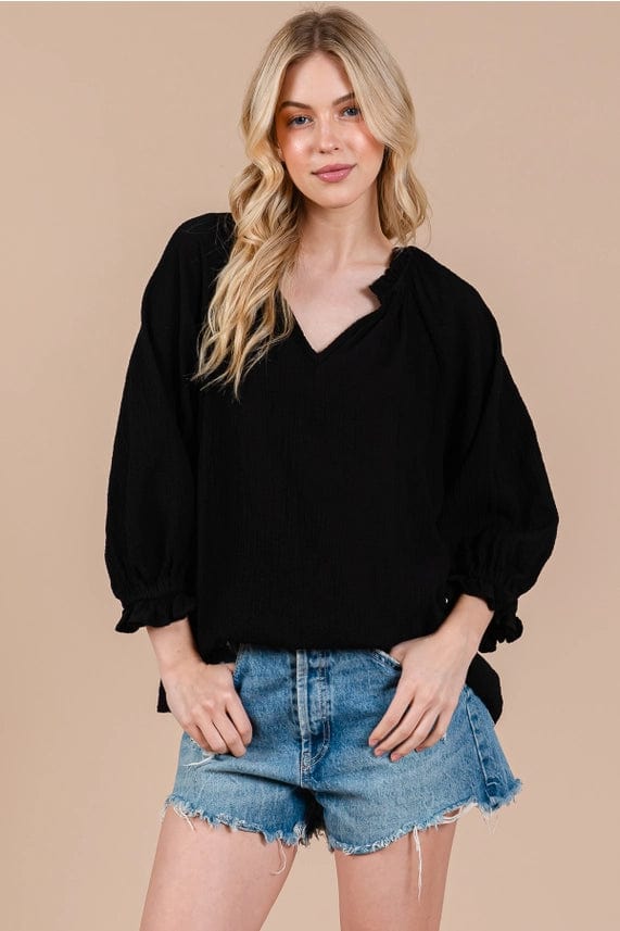 Ces Femme Minimalist Gauze Quarter Sleeve Top