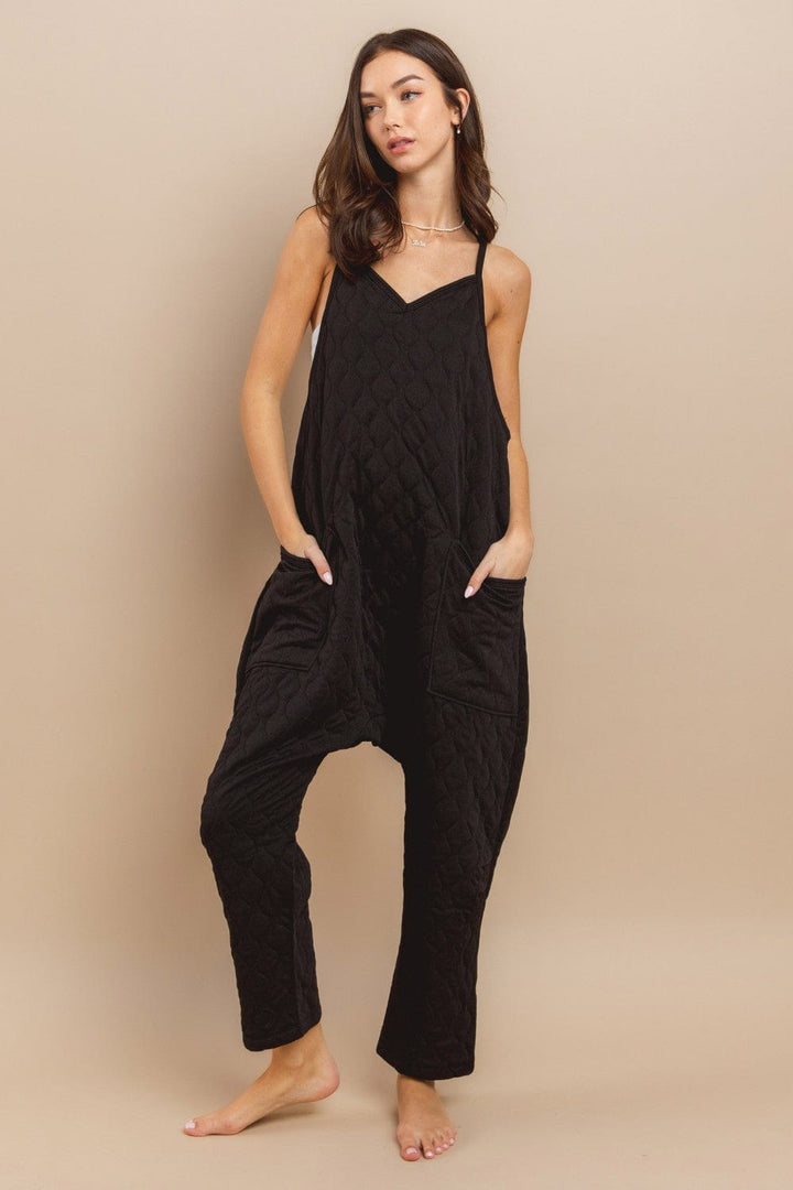 Ces Femme V-neck Sleeveless Quilted Jumpsuit