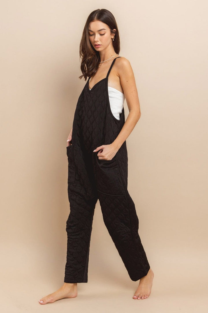 Ces Femme V-neck Sleeveless Quilted Jumpsuit