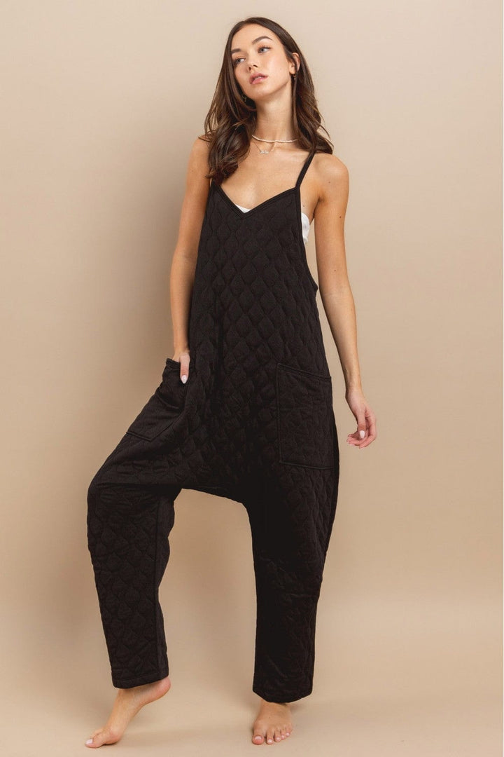 Ces Femme V-neck Sleeveless Quilted Jumpsuit