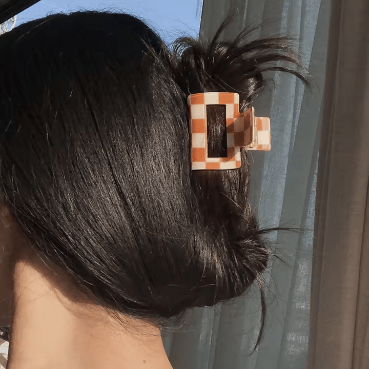 Checkerboard Acetate Hair Clip Claw in Two Styles