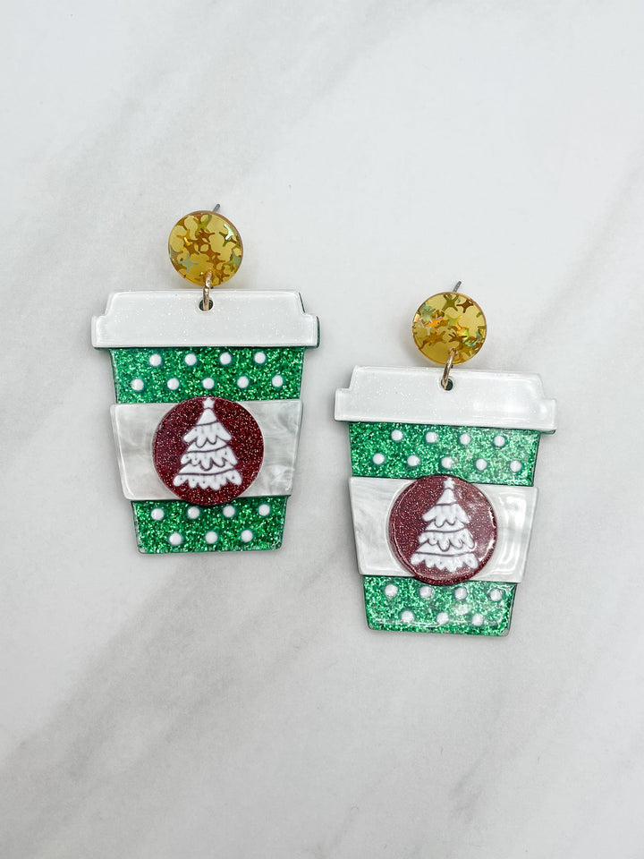 Christmas Latte Cup Earrings