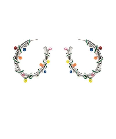 Christmas Light Wrapped 30mm Open Hoop Earrings