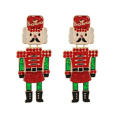 Christmas Nutcracker Bejeweled Dangle Earrings