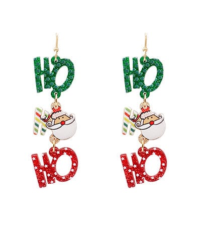 Christmas Santa Acrylic "Ho Ho Ho" Drop Earrings