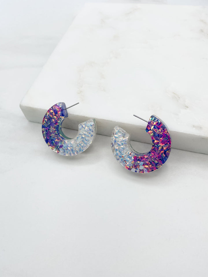 Chunky Confetti Resin Hoop Earrings