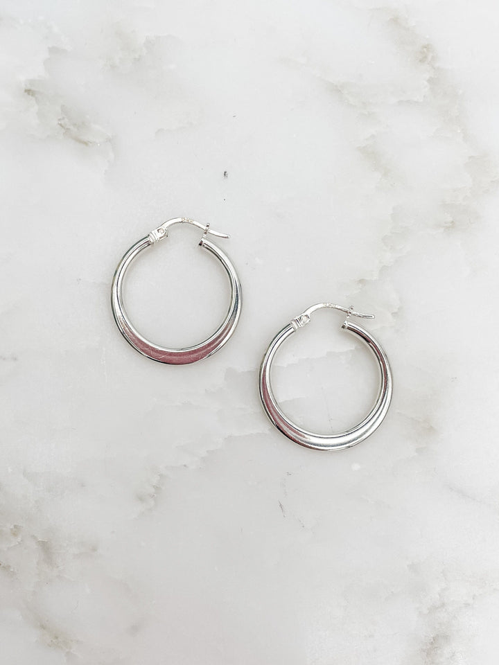 Circle Hoop Earring With Flat Side