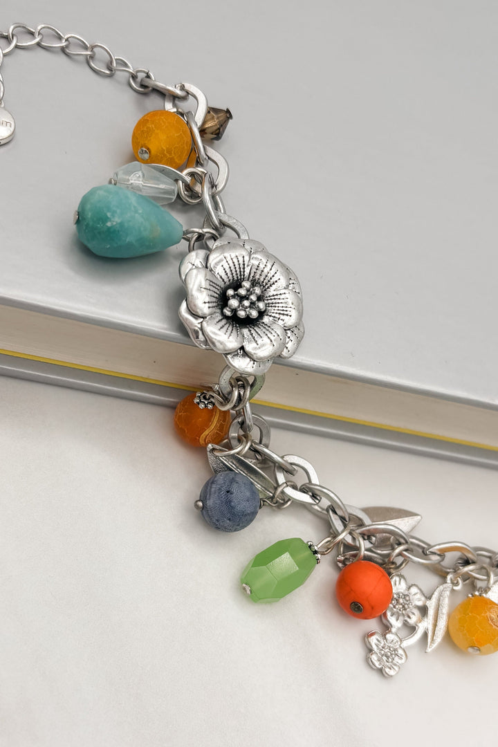 Citrus Grove Charm Bracelet with Genuine Stone Beads