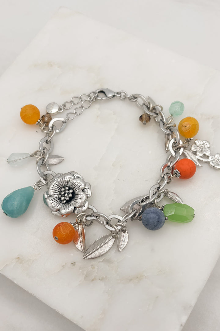 Citrus Grove Charm Bracelet with Genuine Stone Beads