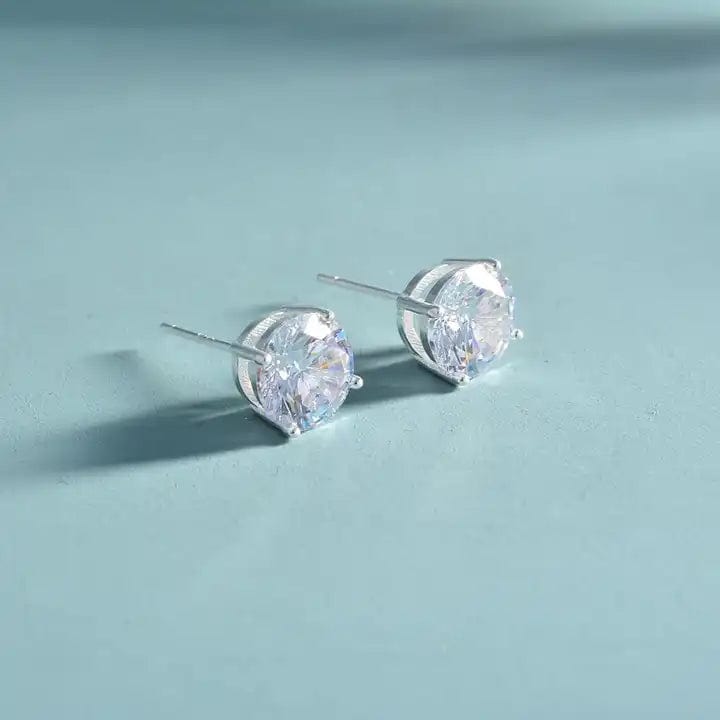 Classic Sterling Silver CZ Stud Earrings