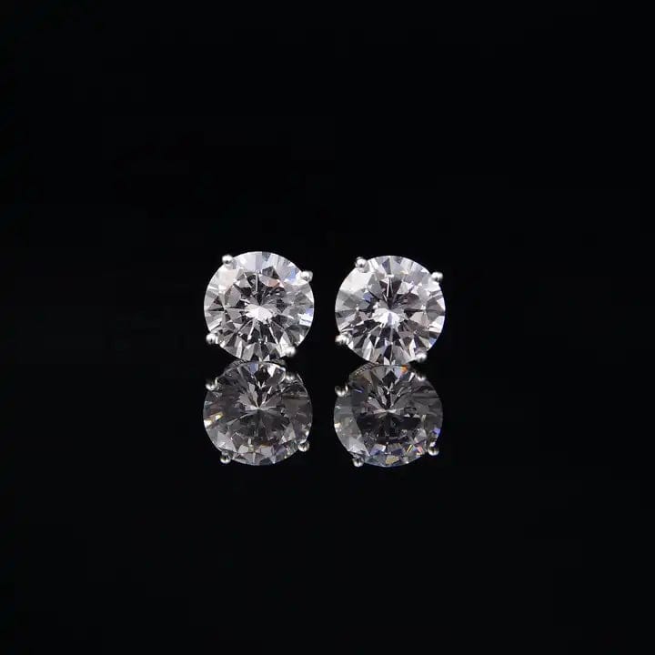 Classic Sterling Silver CZ Stud Earrings