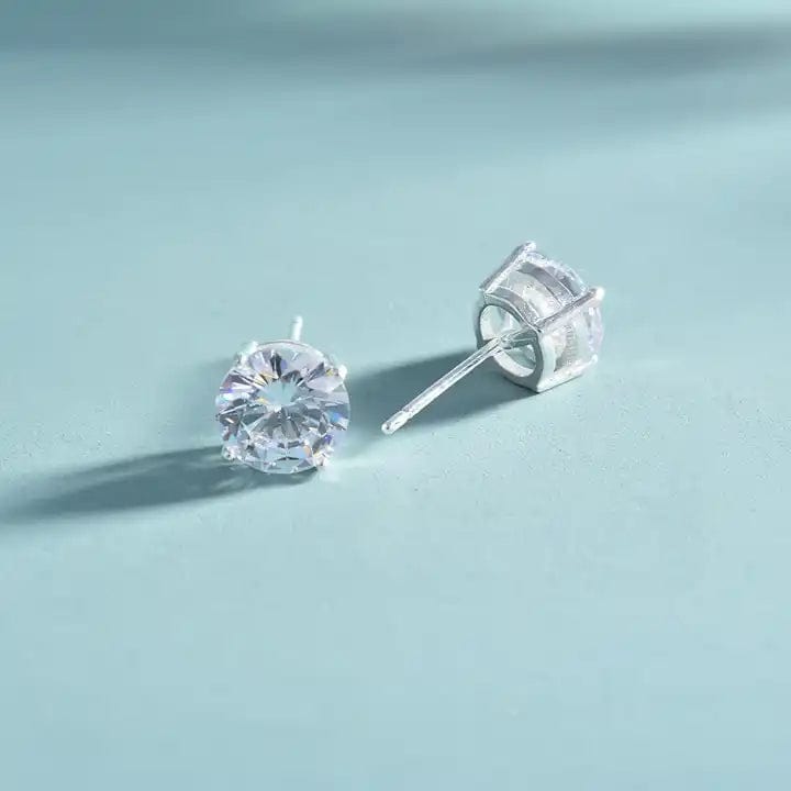 Classic Sterling Silver CZ Stud Earrings