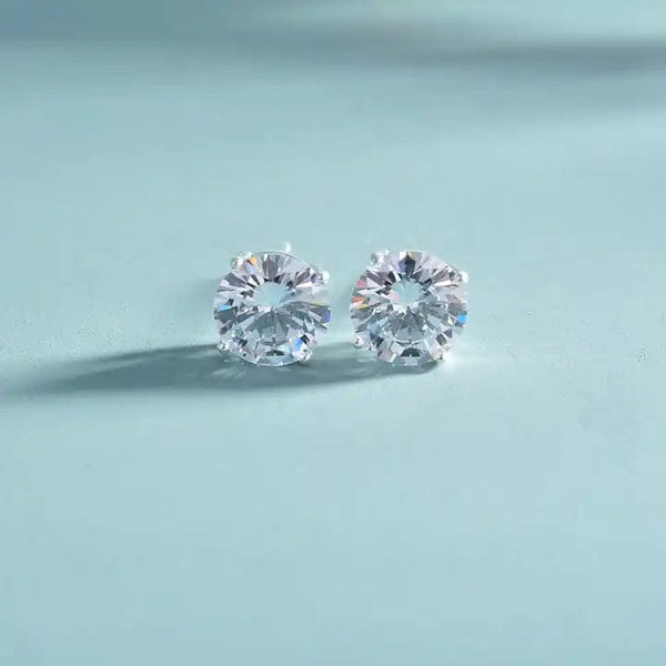 Classic Sterling Silver CZ Stud Earrings