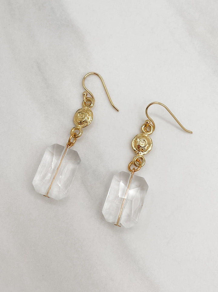 Clear Bead with Gold Detail Attachment Earrings