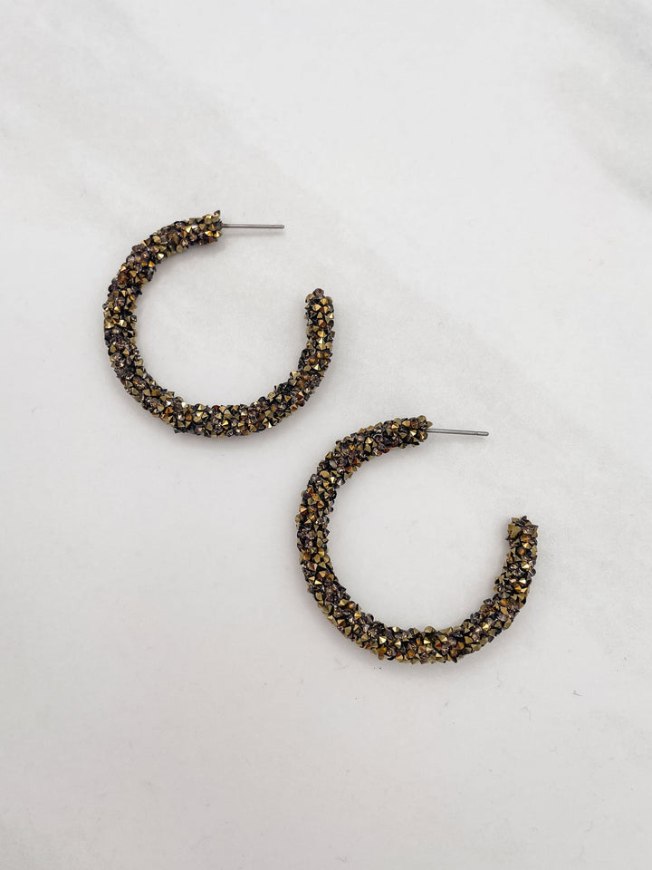 Crystal Incrusted Half Hoop Earrings