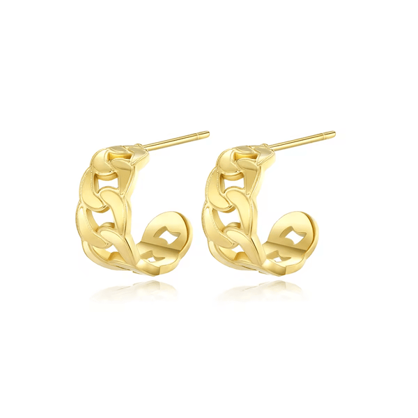 Cuban Chain Huggie  Plated Earrings