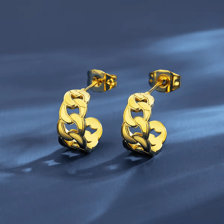 Cuban Chain Huggie  Plated Earrings