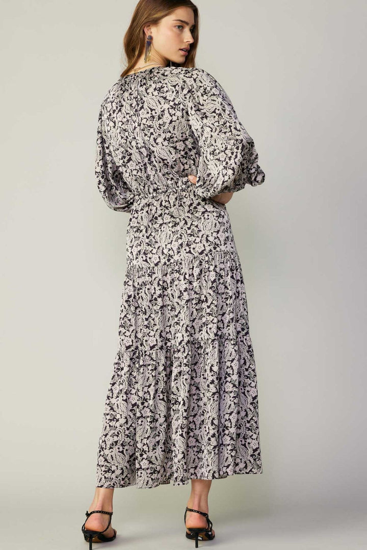 Current Air Long Sleeve Dress With Split Neck