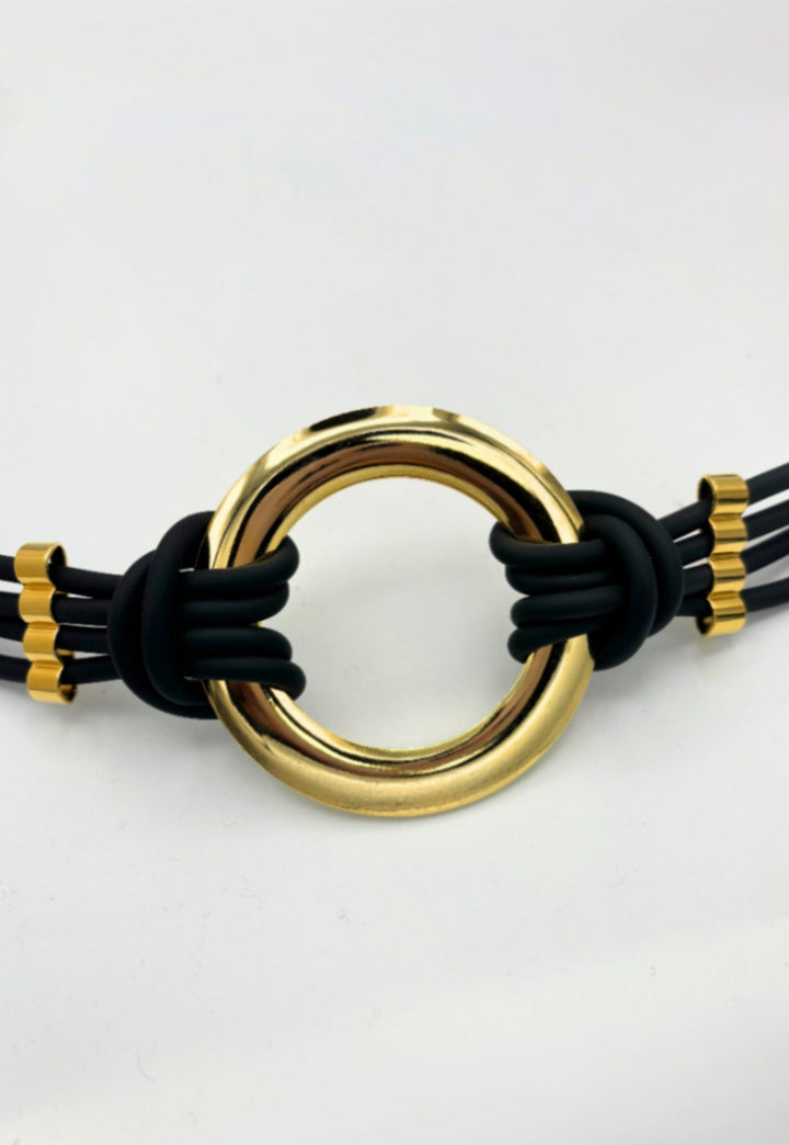 Cybele 4-Strand Vintage Gomma Belt with Large Center Ring