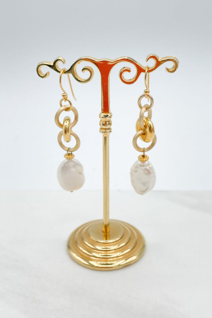 Dahlia Freshwater Pearl Dangle Earrings